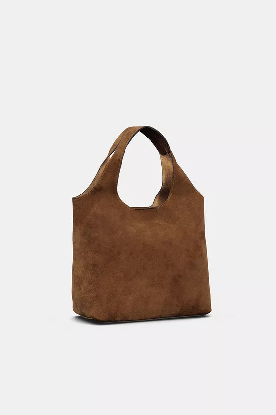 SPLIT LEATHER MINI SHOPPER BAG | Zara US