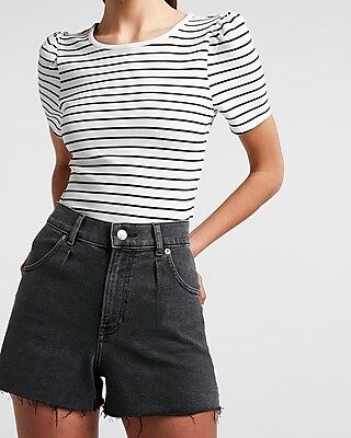 Striped Short Puff Sleeve TeeExpress Factory$22.17 marked down from $36.95$36.95 $22.17Price Refl... | Express