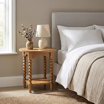 Pembroke 22\u201d Round Cottage End Table with Spindle Legs, Lower Shelf Storage & Levelers, Rust... | Amazon (US)