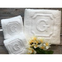 Embossed Monogrammed Hand Towel, Square Towel | Etsy (US)