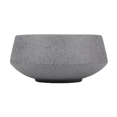 Origin 21 8.7-in x 5.2-in Matte Gray Glazed Ceramic Low Bowl Planter with Drainage Holes | Lowe's