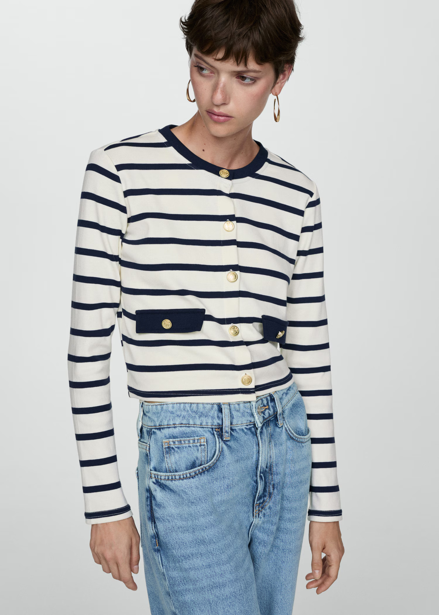 Striped cardigan with buttons - Woman | MANGO USA | MANGO (US)