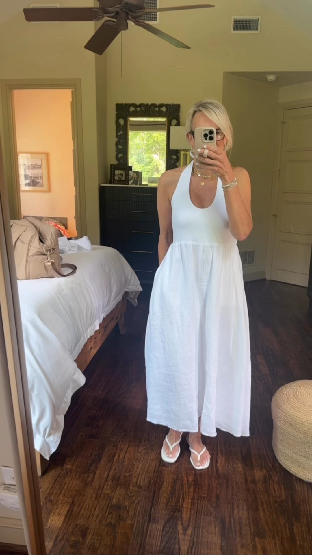 Summer dress
I love that this one is made up of two textures. The top half is a double lined T-shirt fabric very comfortable and the bottom half is a beautiful linen and it is lined as well so it is not see-through. Has pockets the halter ties up at the neck so you can decide how high or low you would like it. 

Wearing small 

#LTKOver40 #LTKFamily #LTKTravel