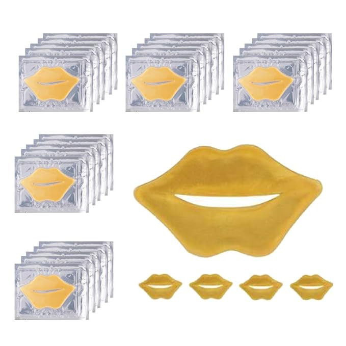 24K Golden Crystal Lip Masks 30 Pieces Hydrating Lip Plumper Mask Collagen Nourishing Lip Care Ge... | Amazon (US)