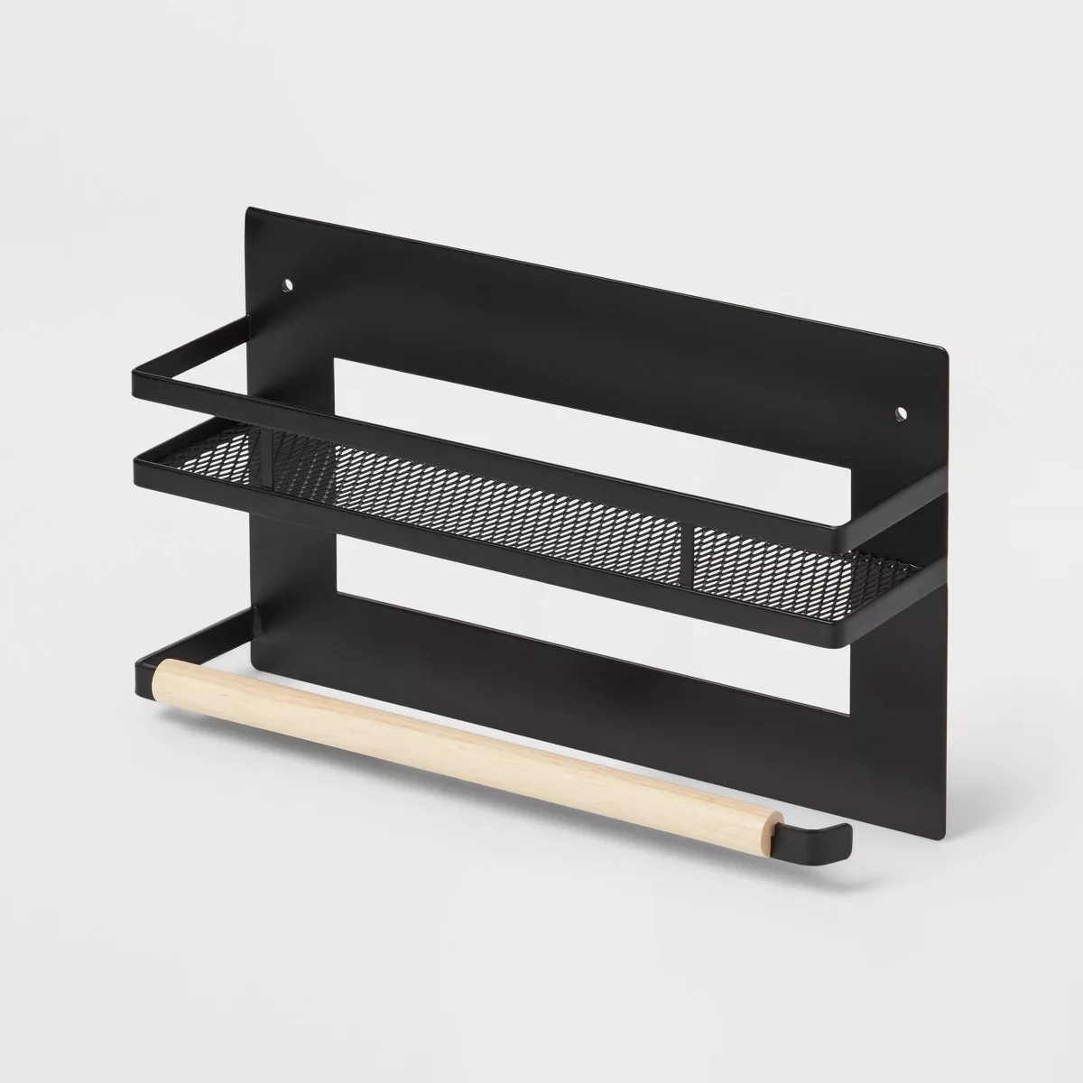 Metal Magnetic Side of Fridge Organizer with Mesh Shelf with Powder Coated Finish Black - Brightr... | Target