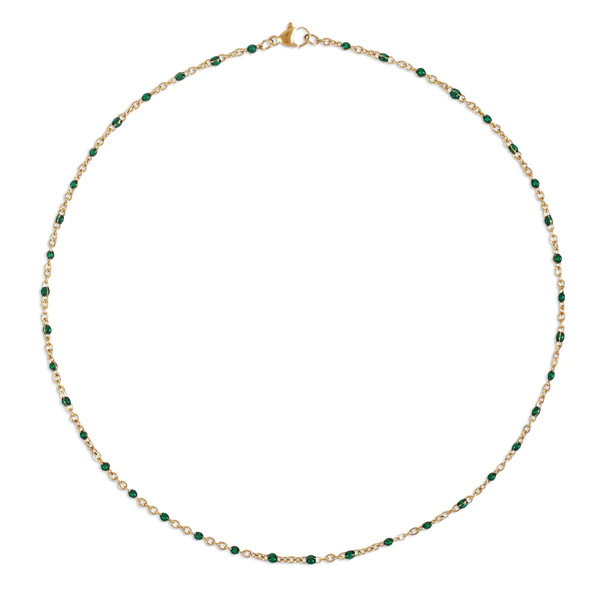 Ellie Vail - Evie Green Dainty Enamel Beaded Necklace | Ellie Vail Jewelry
