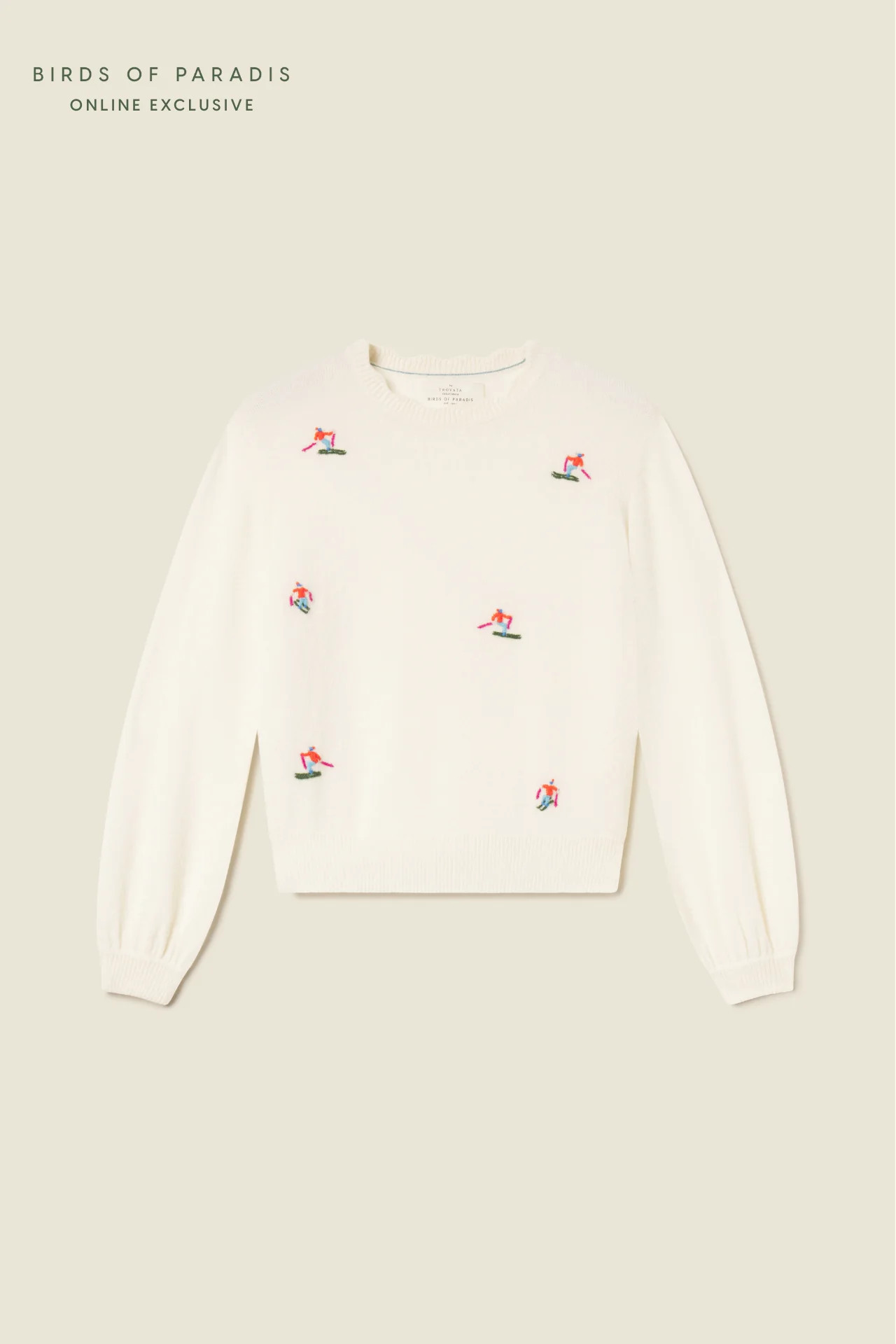 Kate Sweater Antique White + Skiers | TROVATA