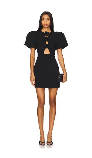 Aubree Flower Mini Dress in Black Dress With Sleeves | Black Party Dress | Revolve Clothing (Global)