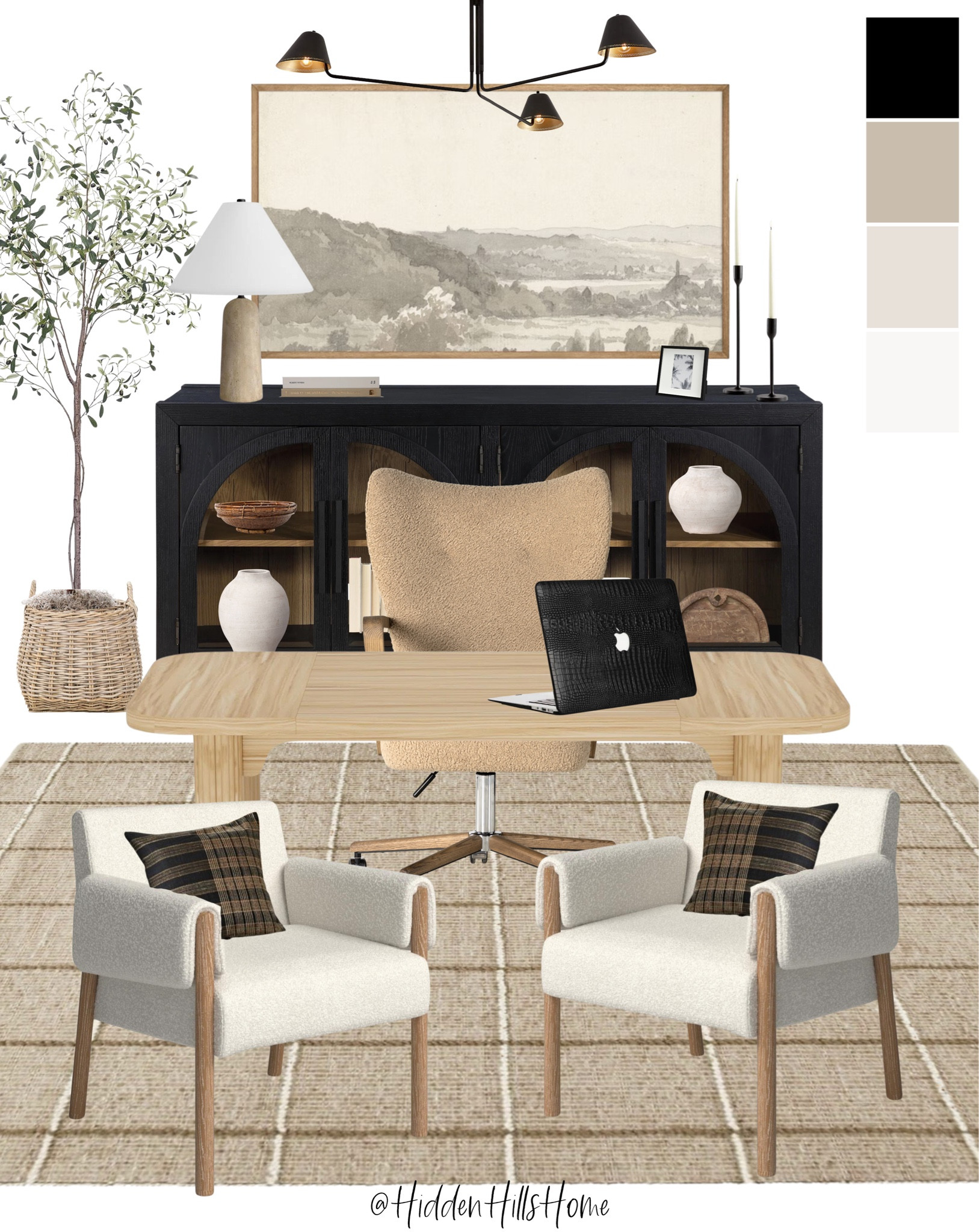 Home office mood board, modern transitional office design ideas, home office decor inspo, black and neutral home office mood board #office 

#LTKStyleTip #LTKSaleAlert #LTKHome