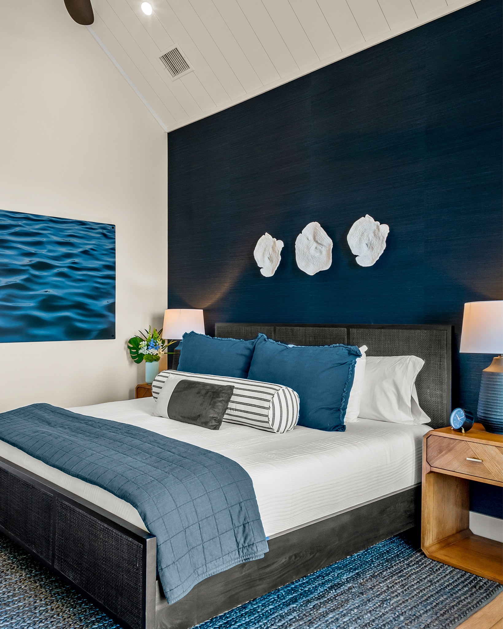 Taking coastal vibes to the dark side — and we're NOT mad about it. & Deep navy tones, moody textures, and a statement art piece that brings the ocean inside.🖤🌴

#moody #bedroomdesign #coastaldecor #interiordesign #bedroomideas #interiorgoals #blueinteriors #bedroomdecor #homedecorinspo #dreambedroom #coastalvibes #navy #blue #serenespaces #moderncoastal #Itkhome
#corpuschristi #portaransas #texas
