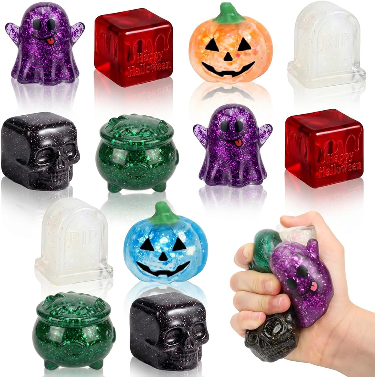 12pcs Halloween Glitter Stress Balls,Slow Rising Squishy Toys for Kids Halloween Party Favors,Trick or Treats Classroom Prizes Goodie Bag Fillers | Amazon (US)