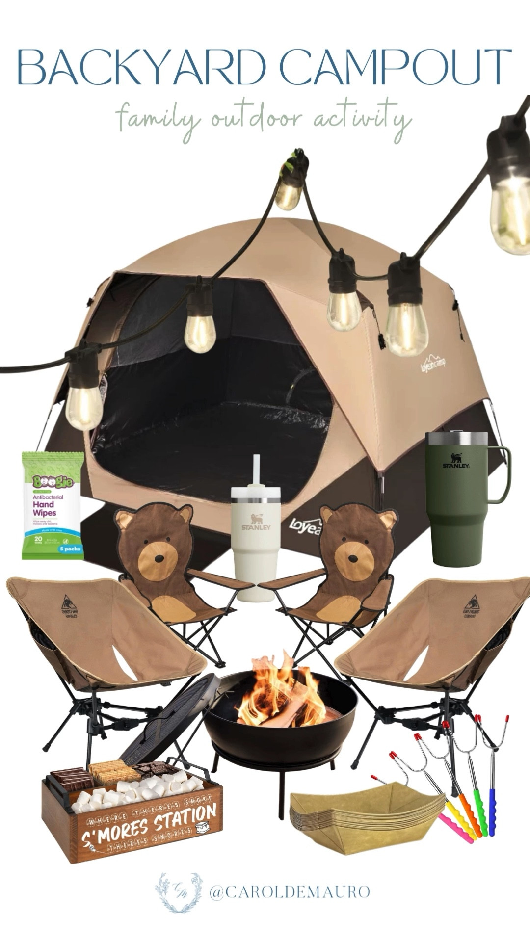 Skip the travel stress and plan the perfect backyard campout with these cozy essentials, from a family-sized tent to a fully stocked s'mores station. You'll have everything you need for an unforgettable outdoor adventure right at home!

backyard adventure, outdoor camping, camping chairs, stanley tumblers, staycation essentials, cozy vibes, campfire finds, firepit 

#LTKU #LTKSeasonal #LTKHome