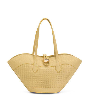 Made In Italy Leather Large Tulip Tote | TJ Maxx
