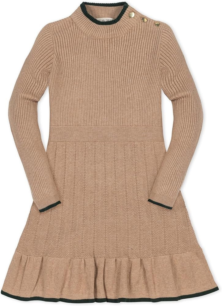 Hope & Henry Girls' Long Sleeve Sweater Dress with Ribbed Skirt | Amazon (US)