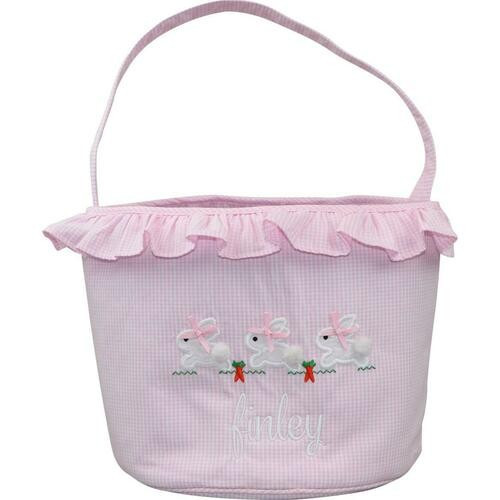 Pink Gingham Bunny Easter Basket - Shipping Early April | Cecil and Lou