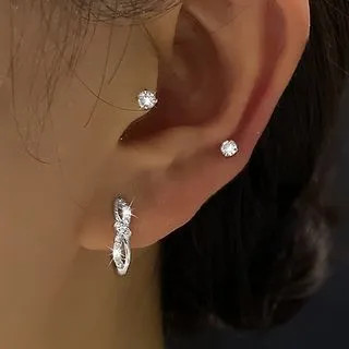 Rhinestone Hoop Earring 1 Pc - Silver - One Size | YesStyle Global