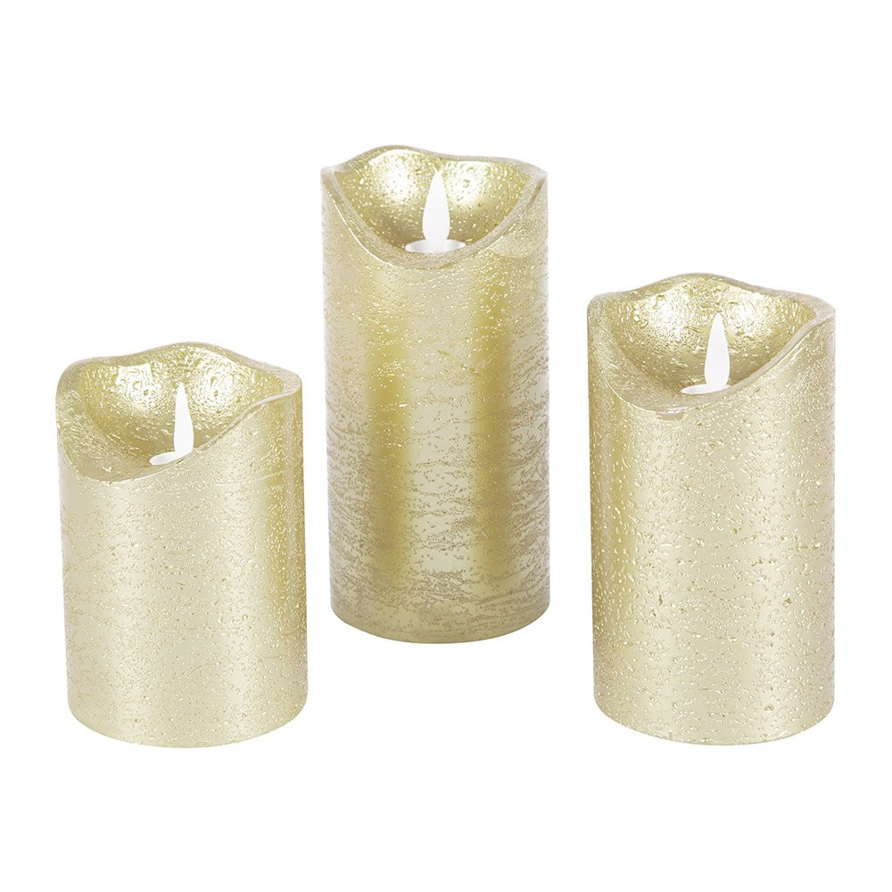Sirius - Sara Flameless Candle - Set of 3 - Gold | Amara US