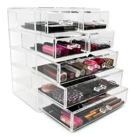Sorbus Acrylic Cosmetics Makeup and Jewelry Storage Case Display - 3 Large and 4 Small Drawers Space | Walmart (US)