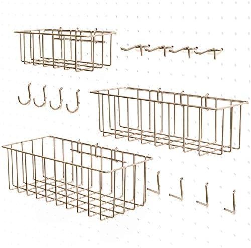 Pegboard Accessories - Pegboard Basket Set & Hook Assortment for Craft | Peg Hooks and Wire Baske... | Amazon (US)