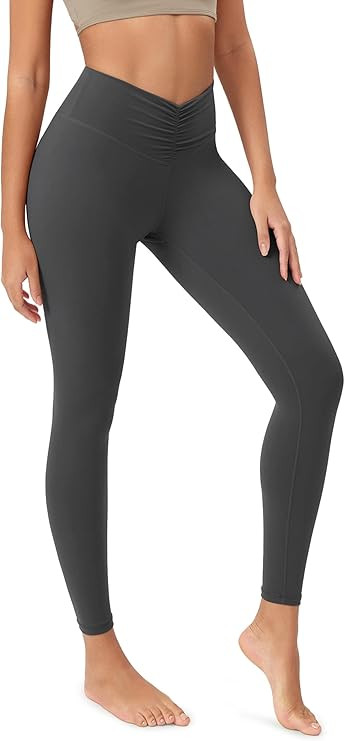 ODODOS Cloud Feeling Ruched Yoga Leggings for Women 25" / 28" High Waist Crossover Yoga Pants | Amazon (US)