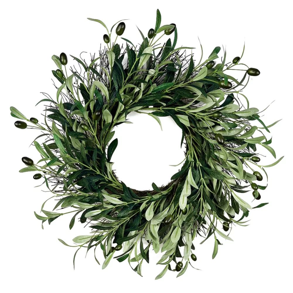 Olive Branch Wreath for Front Door 18inch Artificial Green Leaves Floral Wreath Spring Garland fo... | Walmart (US)