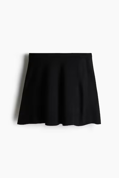 H & M - Flared fine-knit skirt - Black | H&M (UK, MY, IN, SG, PH, TW, HK)