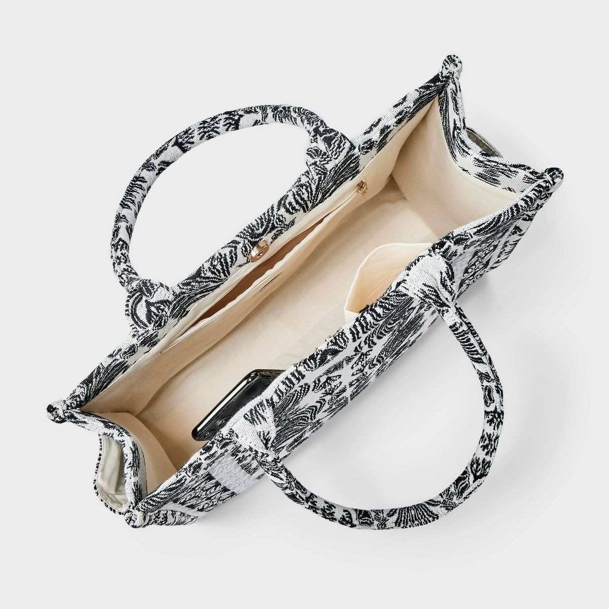 Jacquard Boxy Tote Bag - A New Day™ Black/White | Target