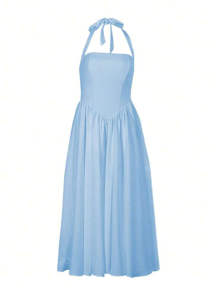 WOWDARK Women Autumn Halter Waisted A-Line Dress | SHEIN