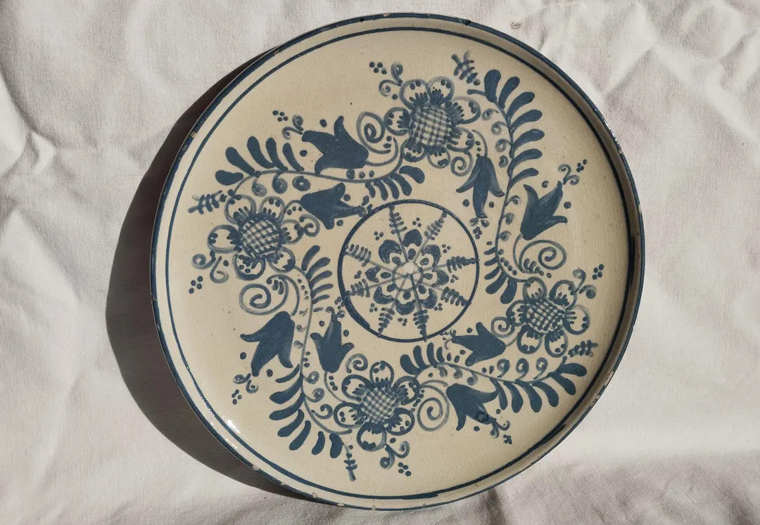 Antique Korond Plate, Hungarian Folk Art, Blue Floral Wall Decor | Etsy (US)