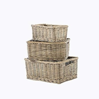 SLPR Natural Grey Willow Storage Wicker Baskets with Handles (Set of 3)| Decorative Woven Baskets... | Amazon (US)