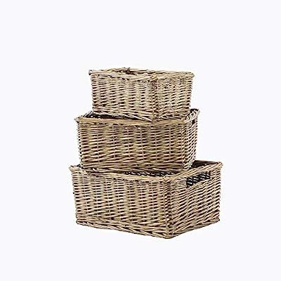 SLPR Natural Grey Willow Storage Wicker Baskets with Handles (Set of 3)| Decorative Woven Baskets... | Amazon (US)