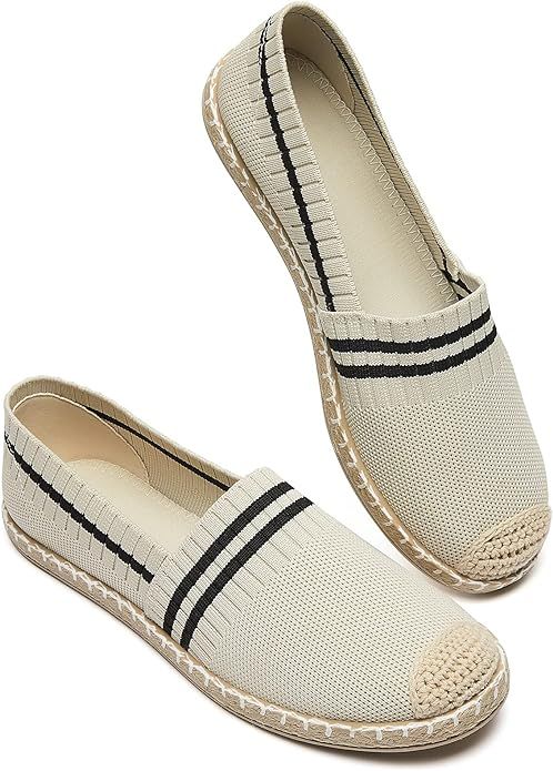 BABUDOG Womens Loafers for Women,Mesh Slip on Shoes,Breathable White Flats for Women | Amazon (US)
