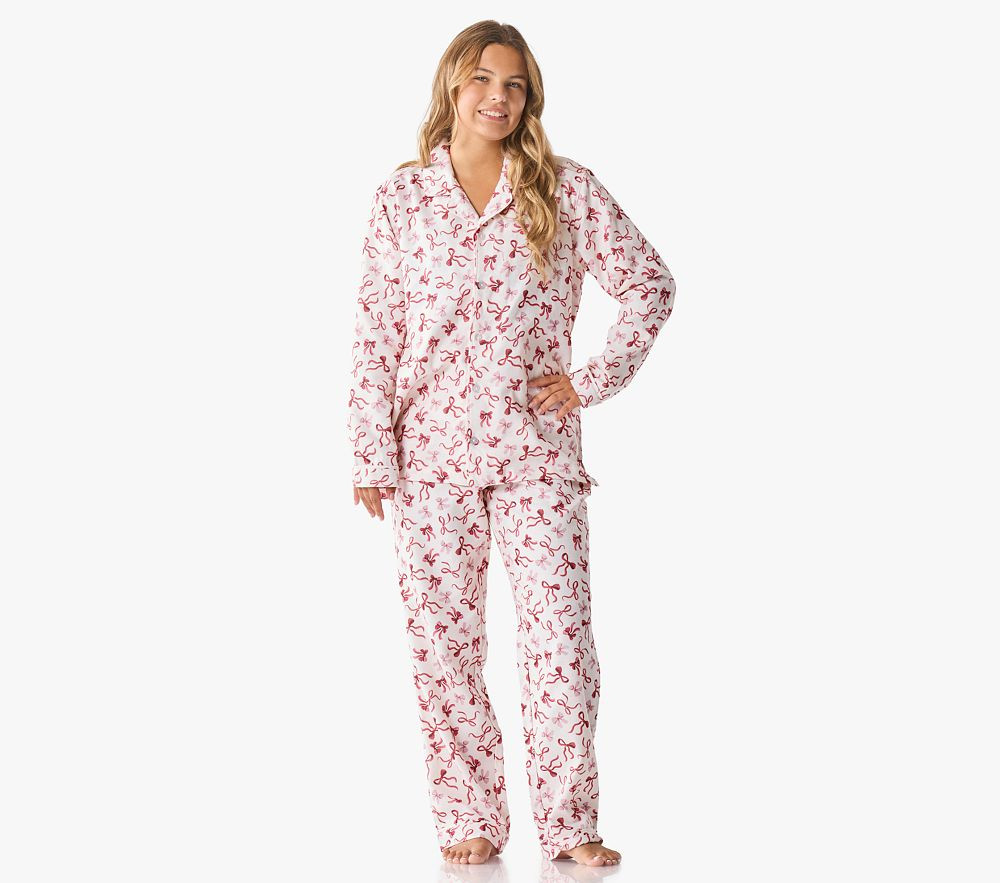 Holiday Bows Adult Flannel Pajama Set | Pottery Barn Kids