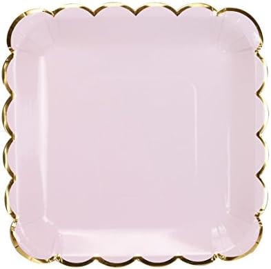 Geeklife Gold Paper Party Plates , Metallic Gold Border 9 inch Paper Dessert Plates , Pink Cute D... | Amazon (US)