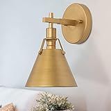 GEPOW Gold Wall Sconce, Modern Antique Wall Mounted Light Fixture for Bedroom, Bathroom, Living Room | Amazon (US)