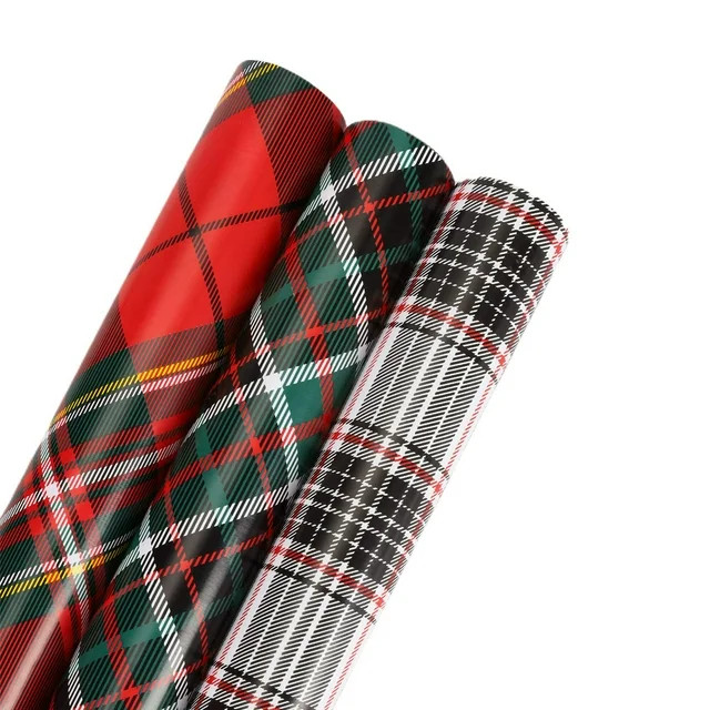 LaRibbons 30" x 10' Holiday Wrapping Paper Bundle (3-pack) | Plaid Red/Black | Walmart (US)
