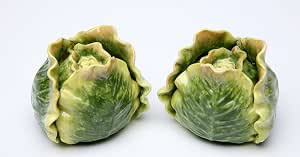Cosmos Gifts 20735 Fine Ceramic Green Cabbage Lettuce Salt and Pepper Shakers Set, 2-3/4" L | Amazon (US)