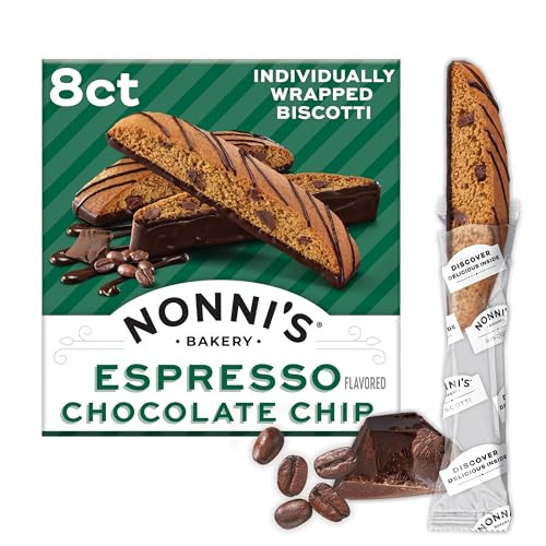 Nonni's Espresso Chocolate Chip Biscotti Cookies - Espresso Chocolate Chip Cookies - Biscotti Italian Cookies w/Dark Chocolate - Italian Biscotti Individually Wrapped Cookies - Kosher - 6.88 oz | Amazon (US)