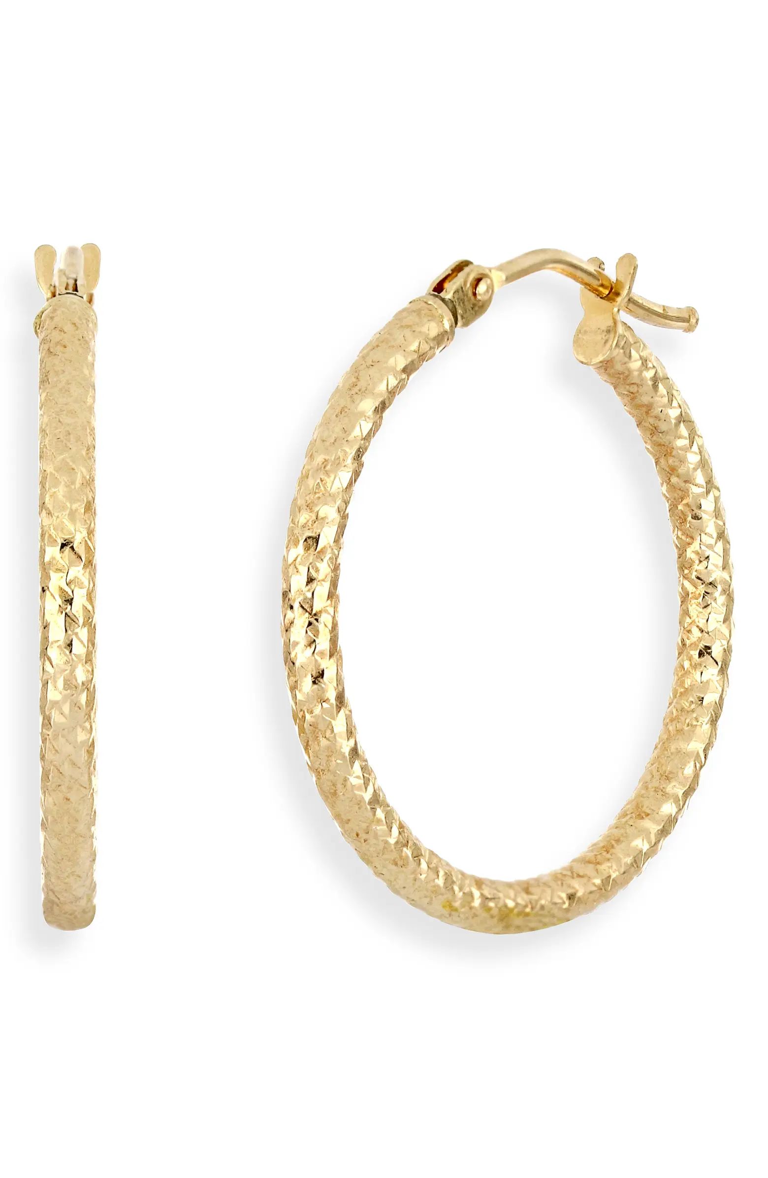 14k Gold Textured Hoop Earrings | Nordstrom