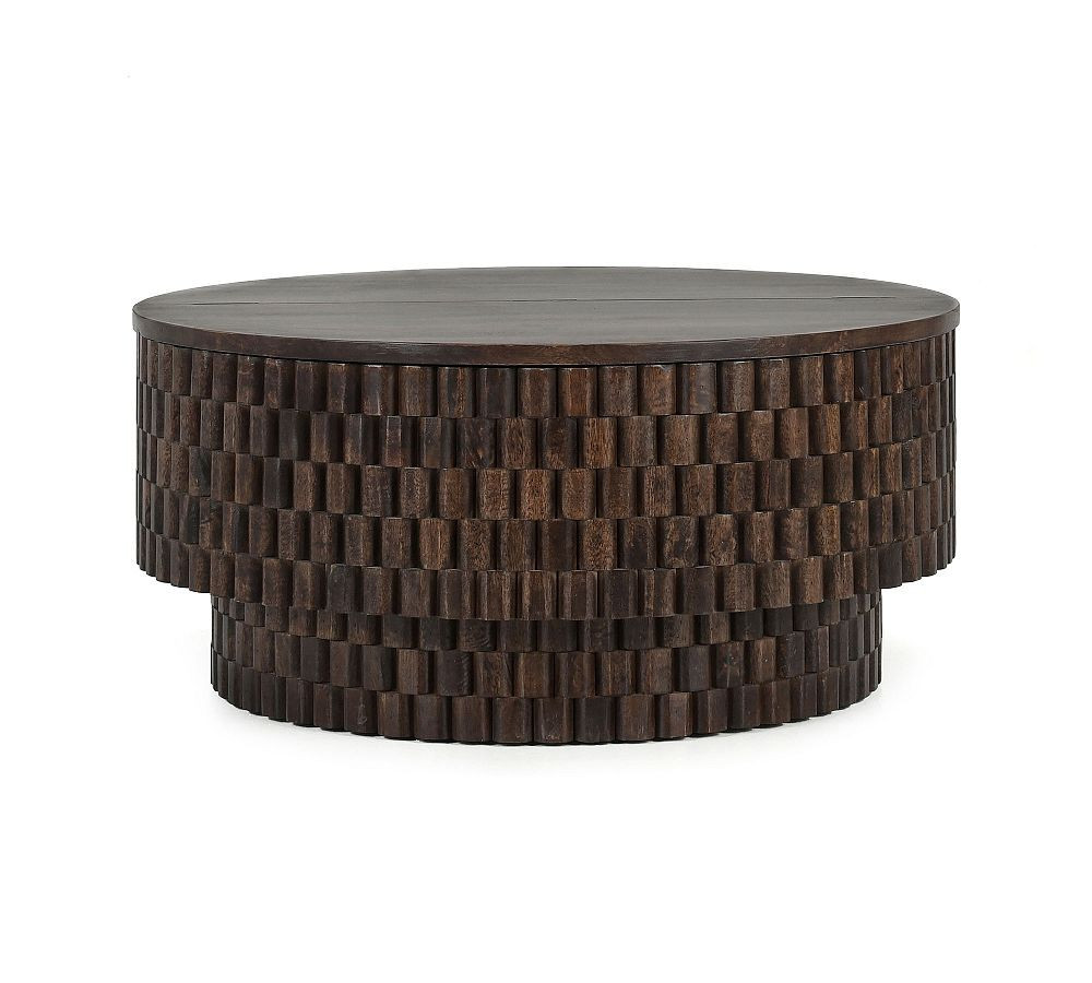 Beirut Round Coffee Table, Bark Brown | Pottery Barn (US)