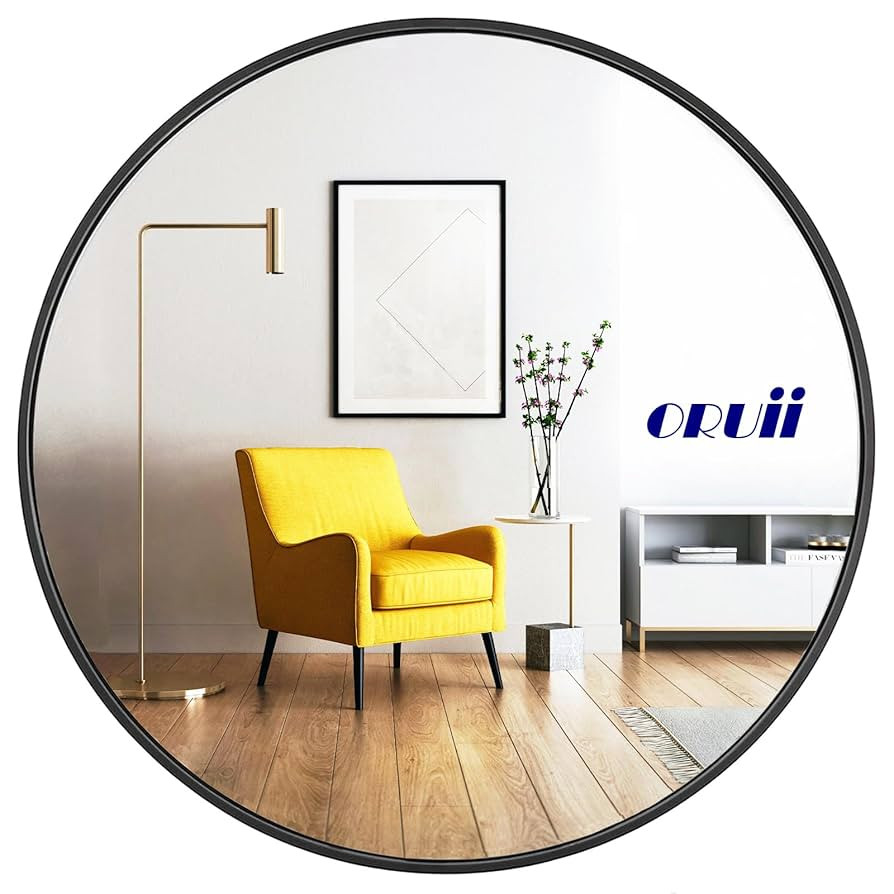 Round Mirror, Black Round Mirror 24 inch, Circle Wall Mirrors Metal Frame, Circular Mirrors for W... | Amazon (US)