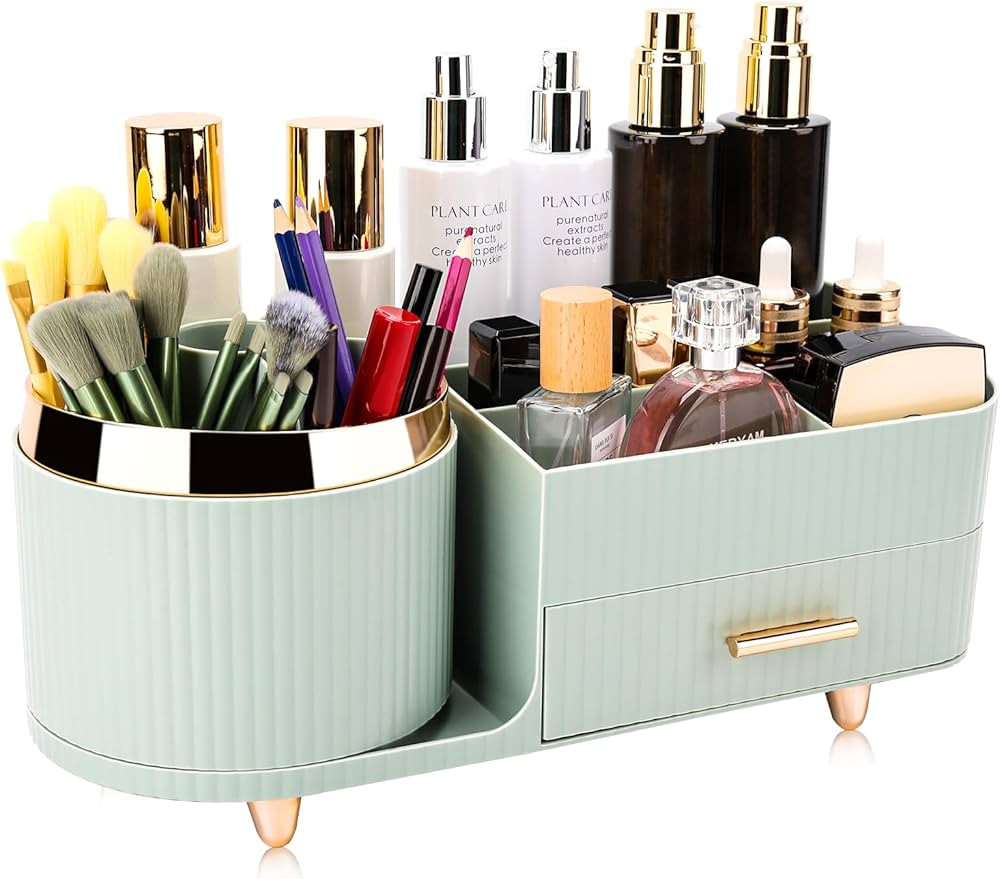 Beborxue 360° Rotating Makeup Organizer for Vanity with Drawers, Large Capacity Cosmetic Display... | Amazon (US)