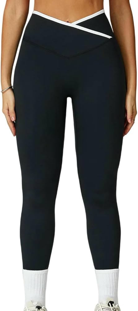 Yoga Pants Women's High-Waisted Yoga Pants, Fitness Leggings, Cross Waist Belt | Amazon (US)
