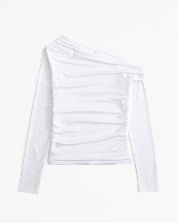 Women's Long-Sleeve Asymmetrical Off-The-Shoulder Draped Top | Women's Clearance | Abercrombie.co... | Abercrombie & Fitch (US)