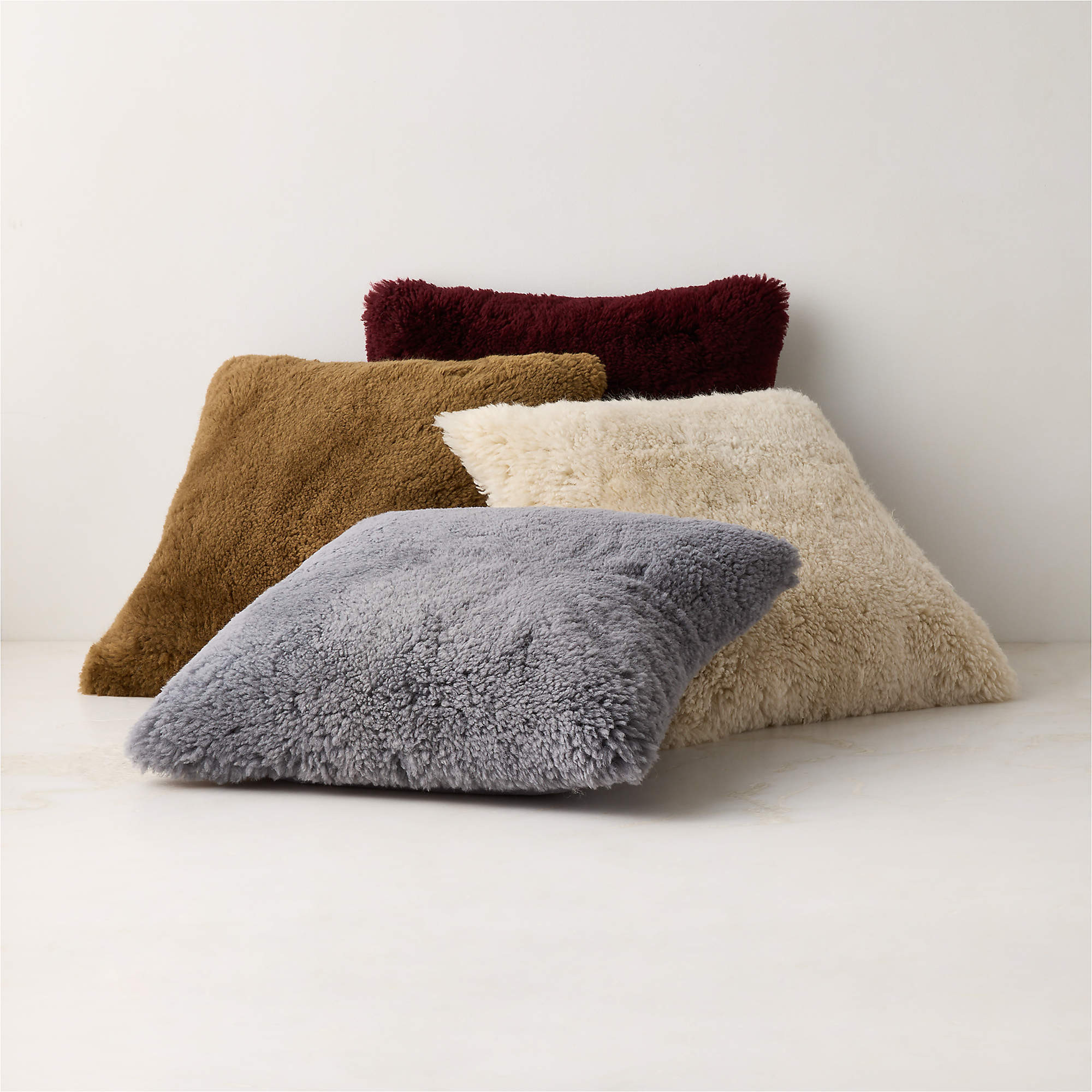 Roslin Warm White Shearling Throw Pillow with Down-Alternative Insert 18" + Reviews | CB2 | CB2