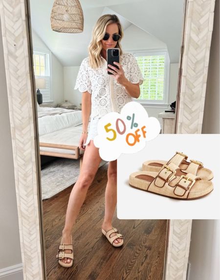 Sandals are 50% off! $62, was $128. Fit tts 

-small top
-exact shorts are old Abercrombie, linked similar 

Spring outfit, vacation outfit, summer sandals

#LTKFindsUnder100 #LTKShoeCrush #LTKSeasonal