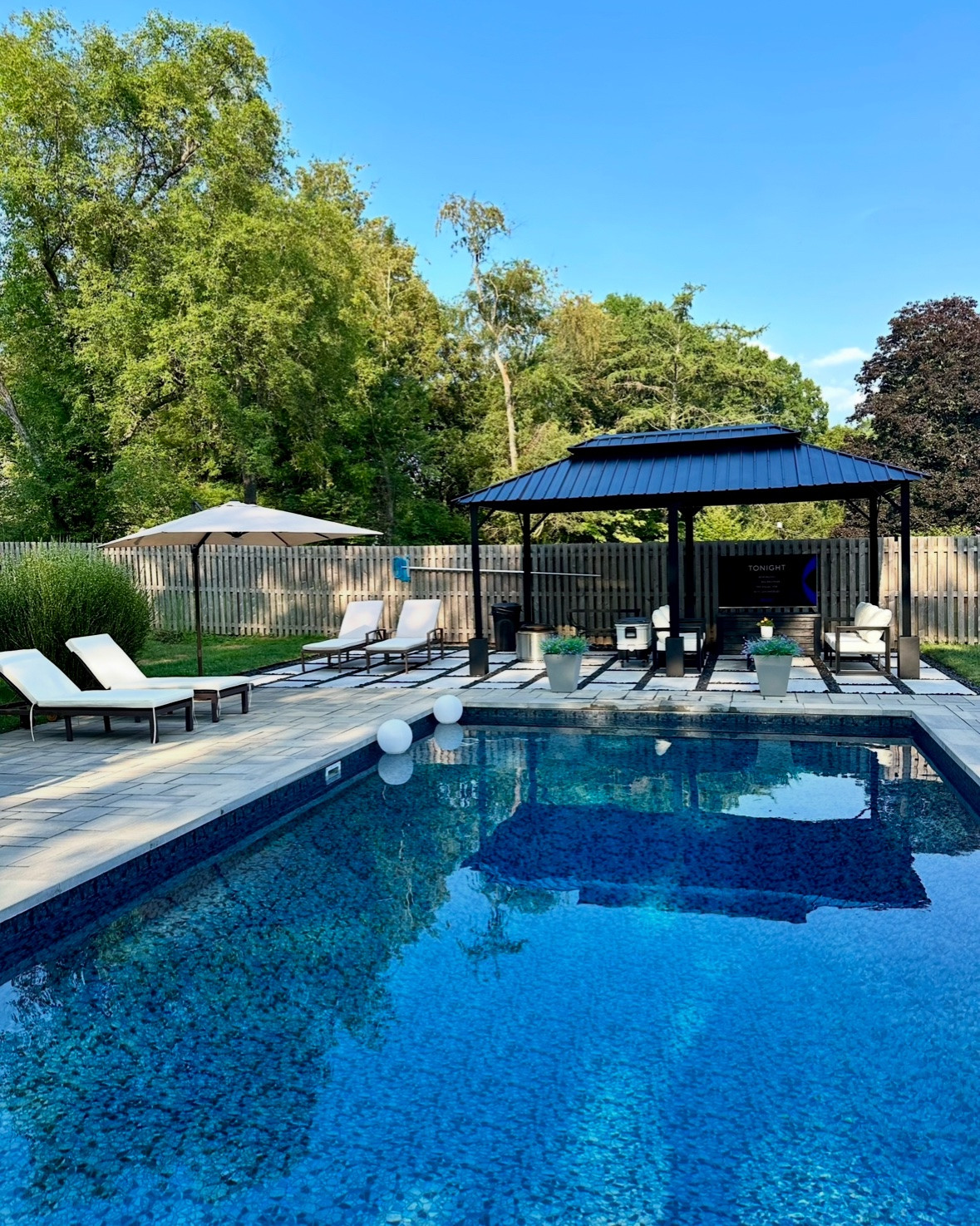 MDW 2026 is here! ☀️

swipe to see the before and after of our pool and the removal of a hideous eye sore (aka the white fence that used to be up around our pool, installed by the previous owners).
Removing this fence was the very first thing we did after moving in, and it made a HUGE visual improvement… Don’t you think?! 😄

.
.
summer outdoor living
inground pool inspo
hardscape design
summer backyard 
outdoor furniture
pergola gazebo 
cantilever umbrellas
chaise lounge chairs 
patio furniture
outdoor conversation sets
oversized planters 
memorial day weekend sales 
before and after summer backyard transformation
pool hardscape

#LTKHome #LTKSwim #LTKSaleAlert