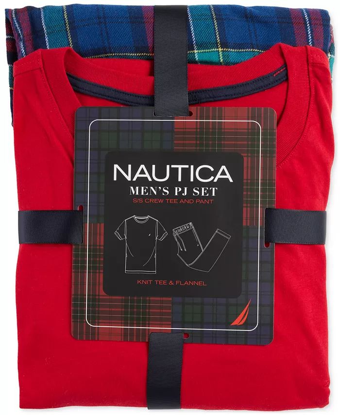 Men's 2-Pc. Classic-Fit Solid T-Shirt & Plaid Flannel Pajama Pants Set | Macys (US)