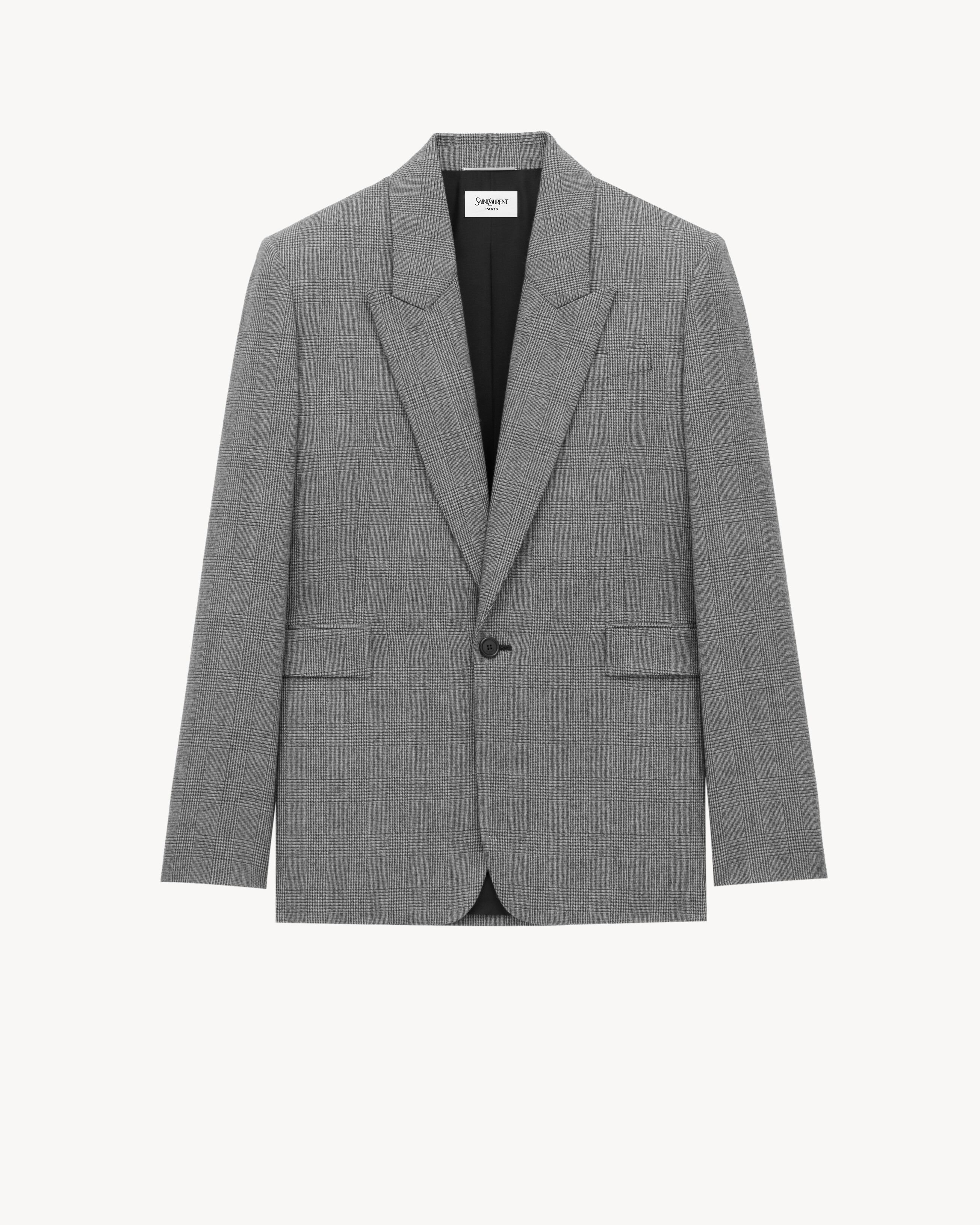 jacket in prince of wales wool flannel | Saint Laurent Inc. (Global)