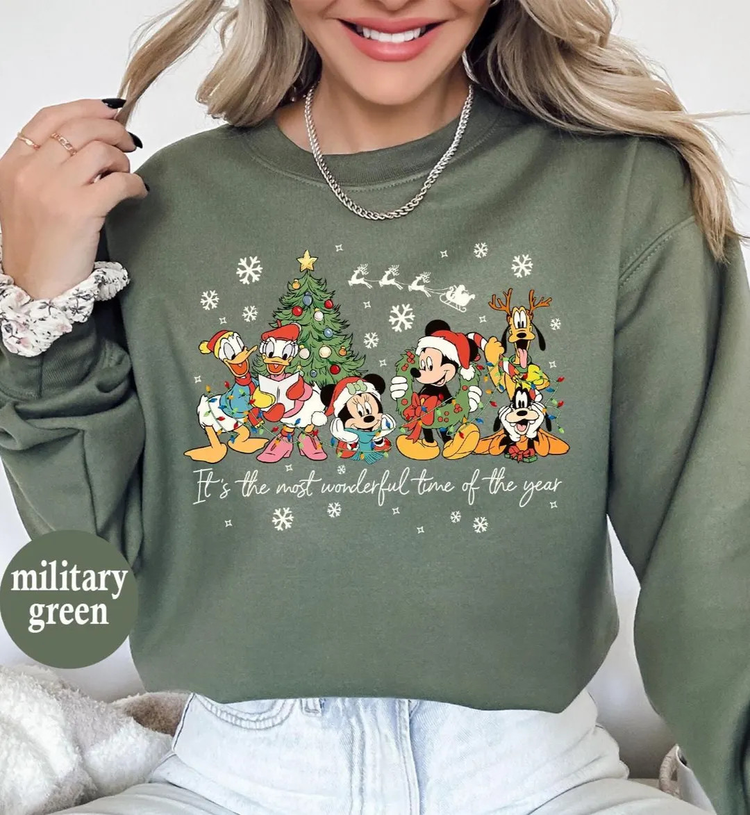 Vintage It's the Most Wonderful Time of the Year Disney Christmas Sweatshirt, Cartoon Mickey Frie... | Etsy (US)
